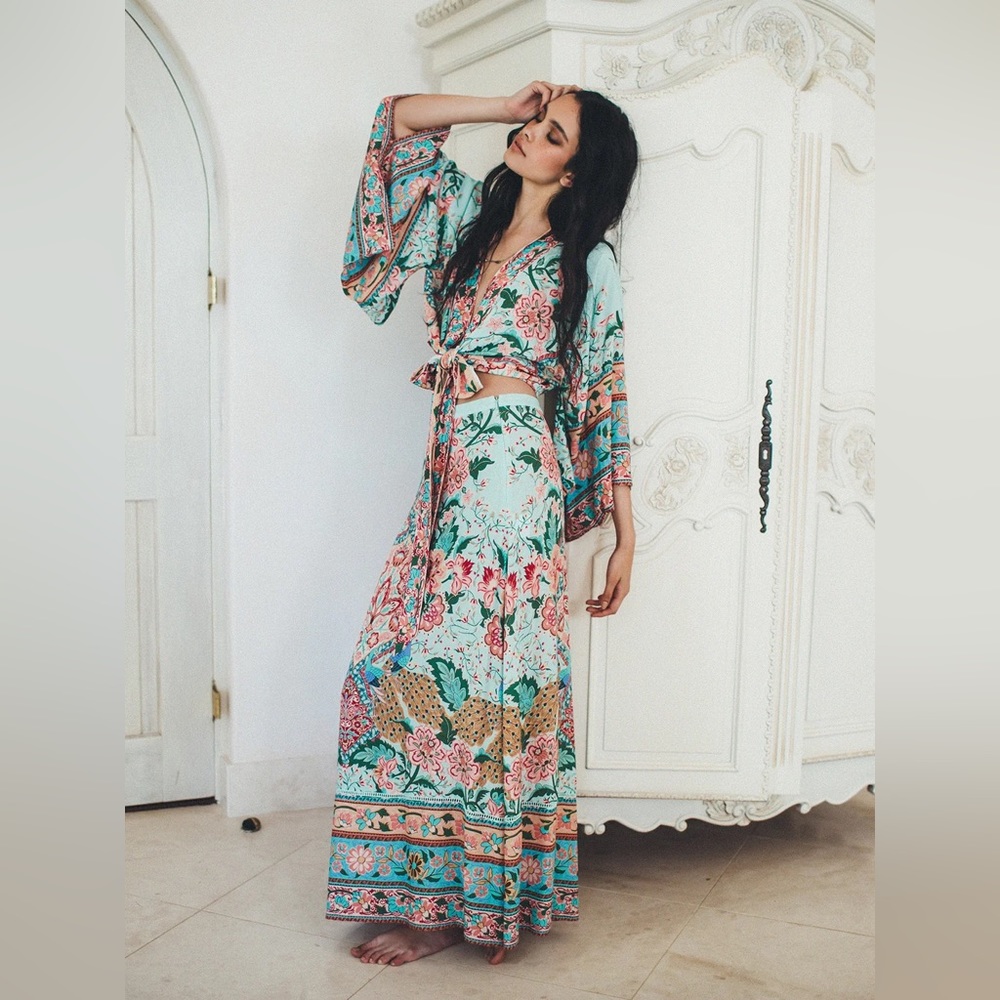Spell Lotus Cropped Kimono Robe Top